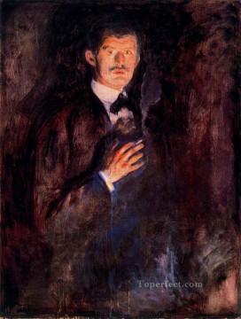 エドヴァルド・ムンク Painting - 燃えているタバコを持つ自画像 1895年 エドヴァルド・ムンク